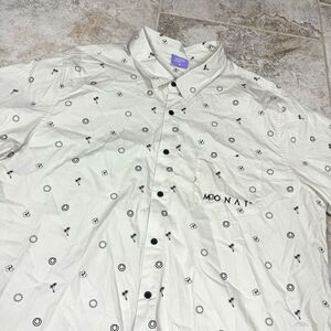 Monat Aop Button Up Shirt Mens 3XL Tan Logo Short Sleeve Pocket